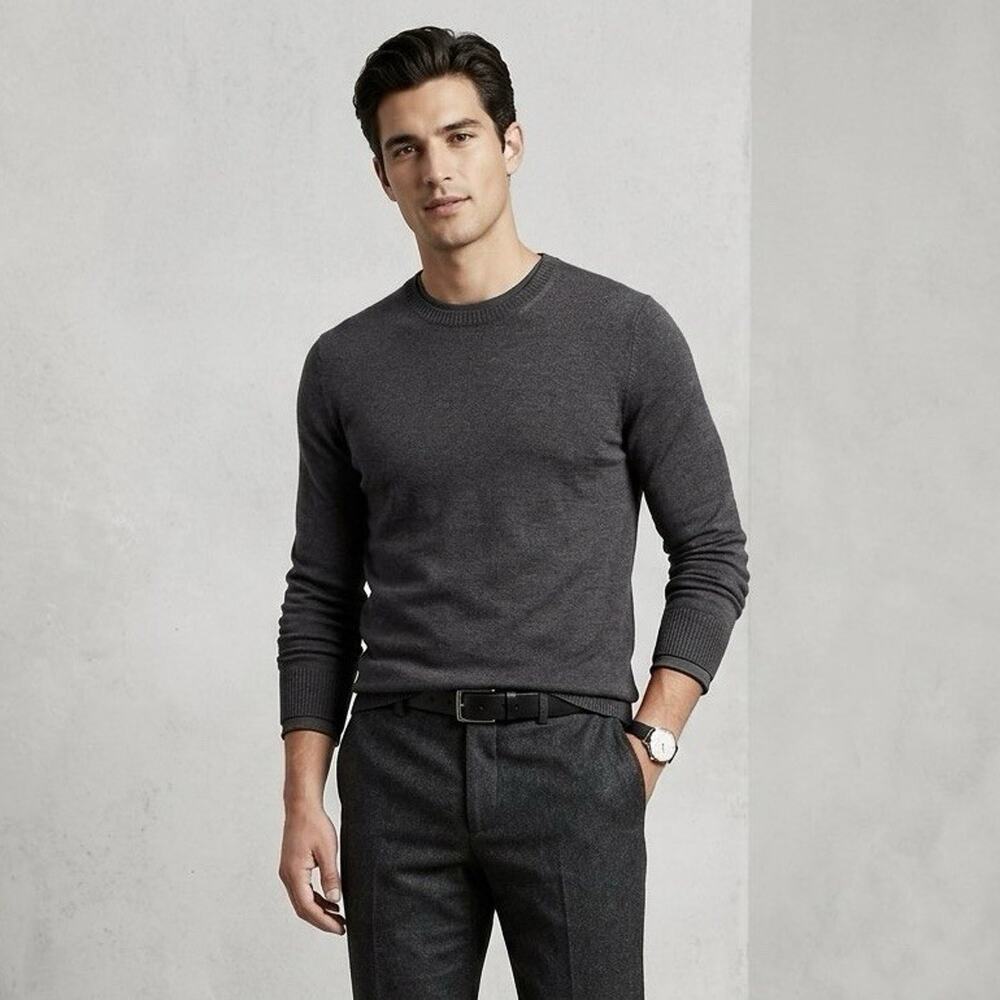 Banana Republic Men’s Silk Cashmere Crew Neck Sweater Charcoal Gray Medium